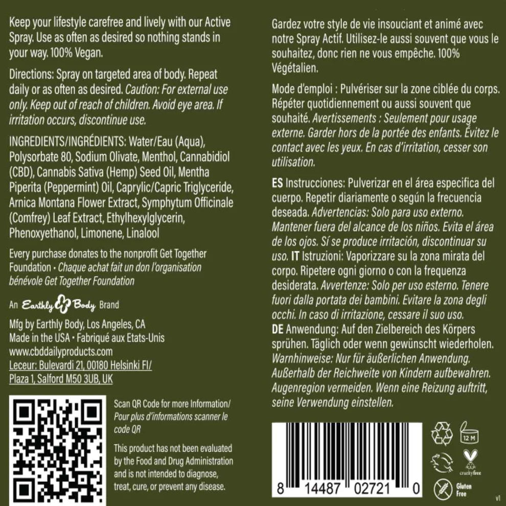 Earthly Body Daily Triple Strength Active 180mg Spray