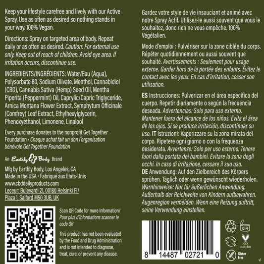 Earthly Body Daily Triple Strength Active 180mg Spray
