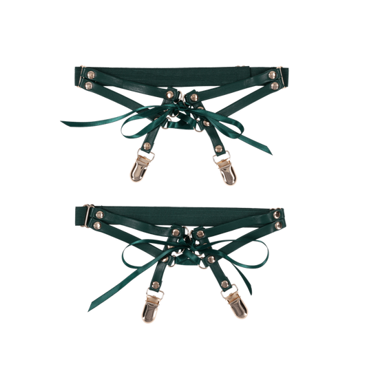 Emerald Laced Up Garters