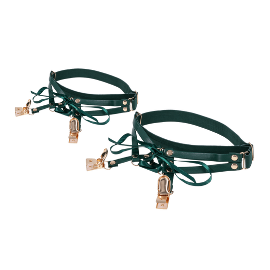 Emerald Laced Up Garters