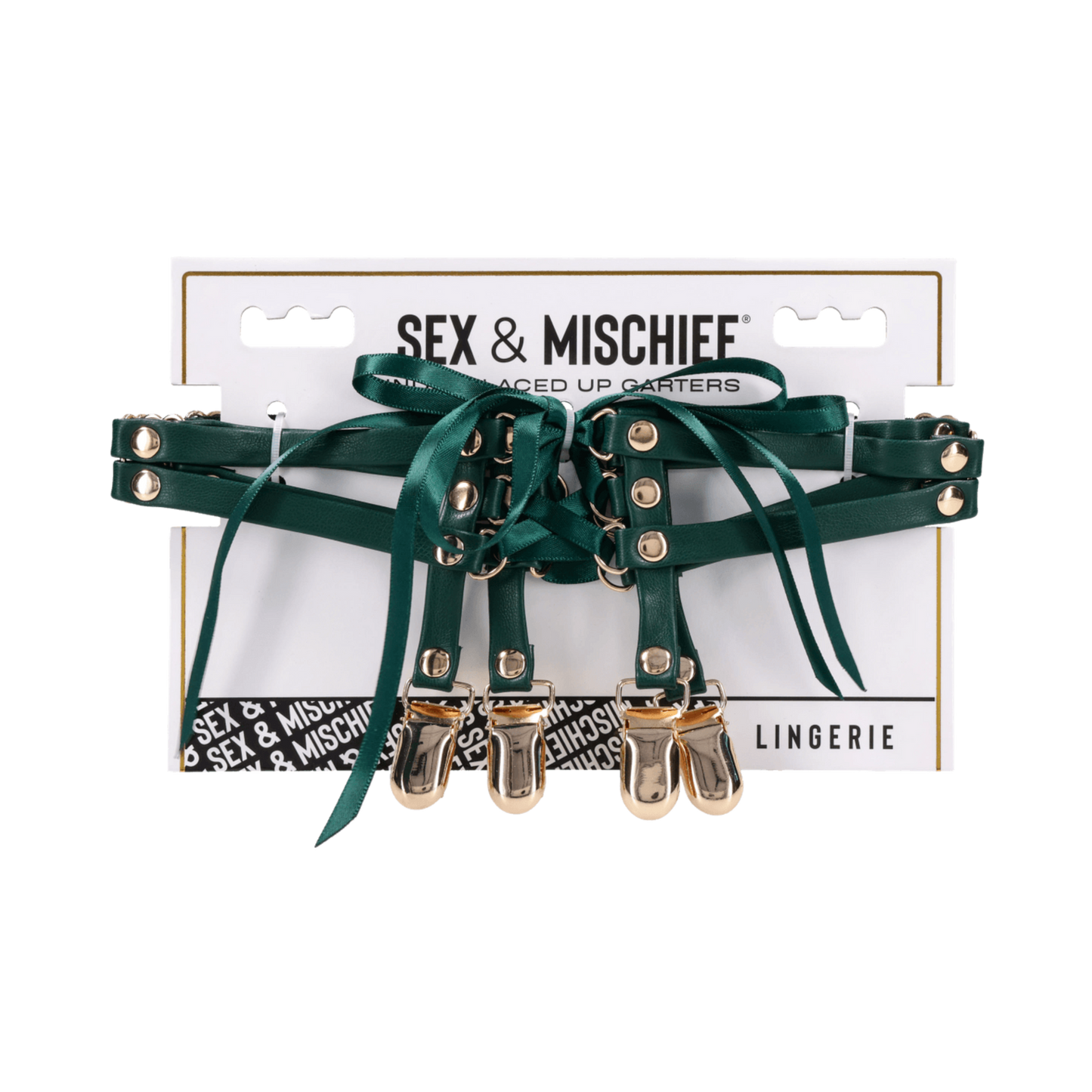 Emerald Laced Up Garters