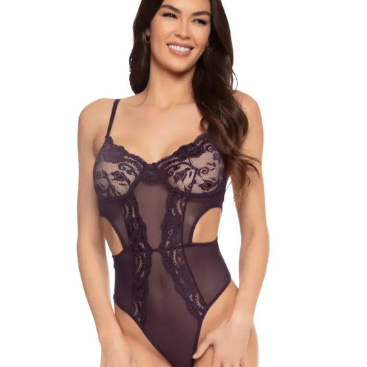 Amethyst Lace & Mesh Cutout Teddy