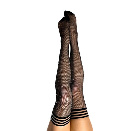 Kix'ies: (Angelica) Black Fishnet Rhinestone