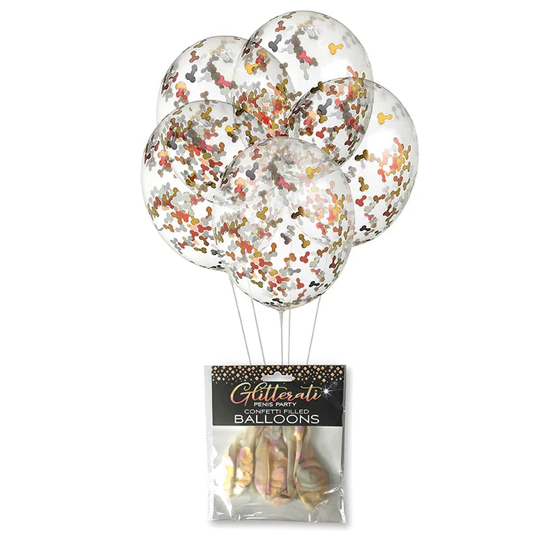 Glitterati Peen Party Confetti Filled Balloons 5-Pack