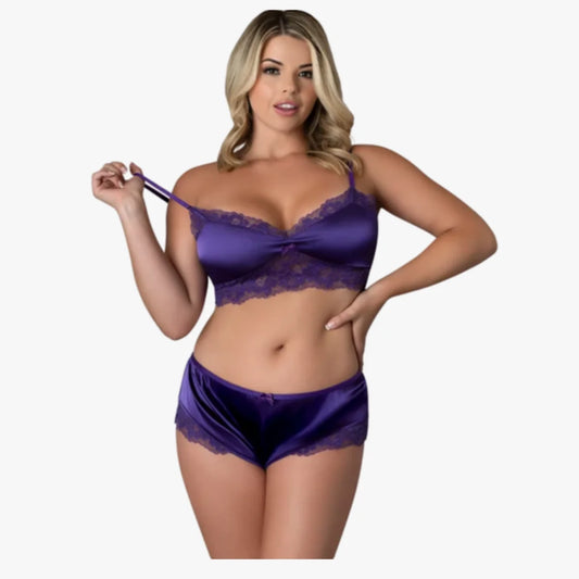 Magic Silk: Bralette/Short Set - Purple
