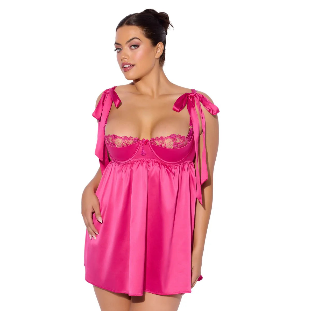 Brigeta Satin Open Cut Babydoll & G-String Set