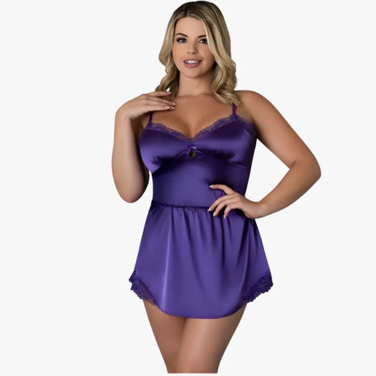 Magic Silk: Chemise & G-String Set Purple