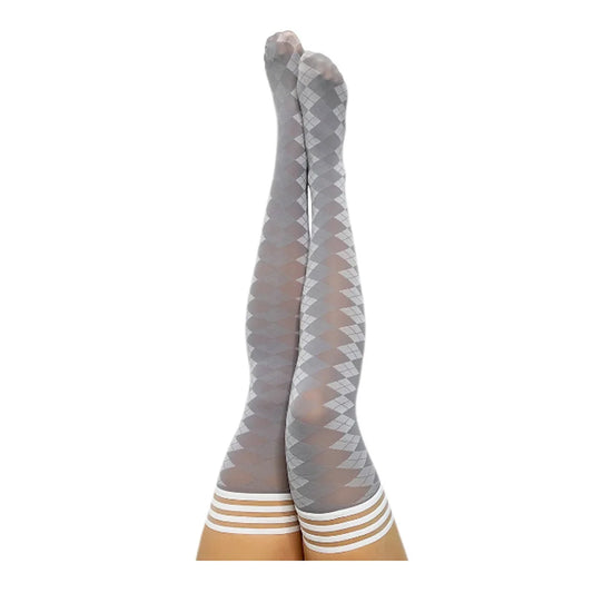 Grey Argyle Thigh-High