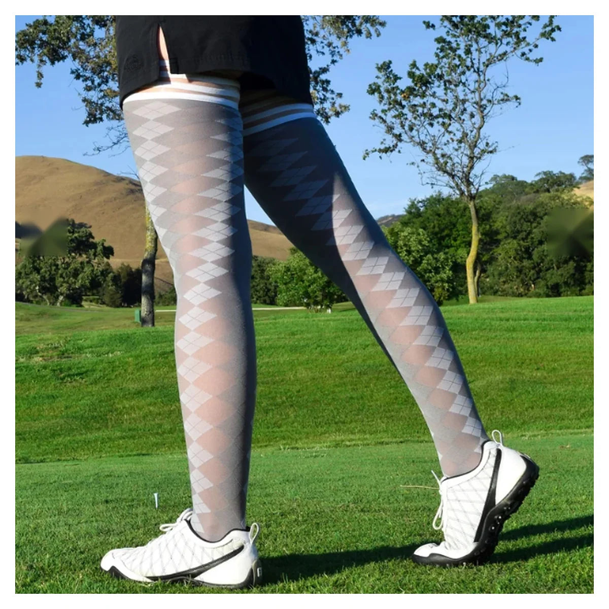 Grey Argyle Thigh-High