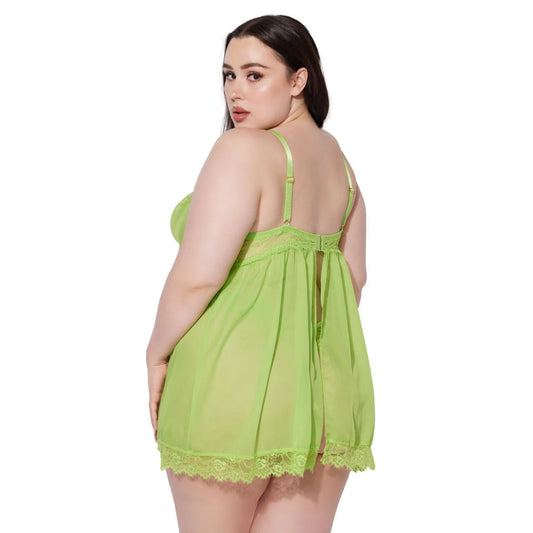 Shavon Lace & Chiffon Babydoll & G-String Set