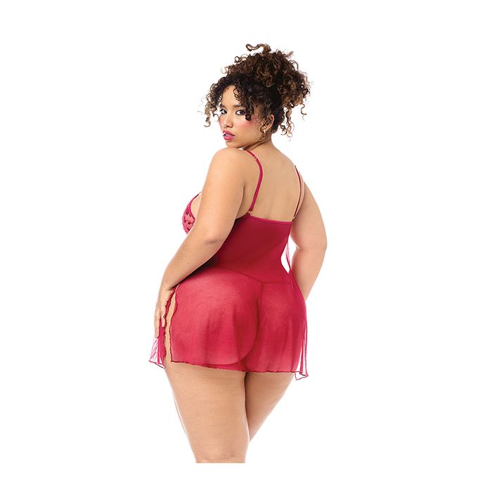 Luxe Babydoll w/Adjustable Straps & G-String - Red