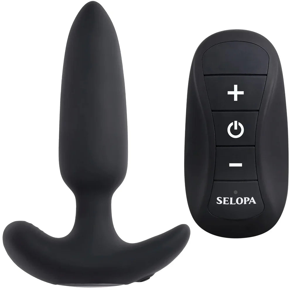 Selopa Black Beauty Rechargeable Silicone Vibrating Anal Plug with Remote Control