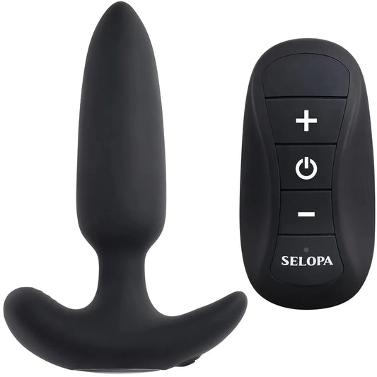 Selopa Black Beauty Rechargeable Silicone Vibrating Anal Plug with Remote Control