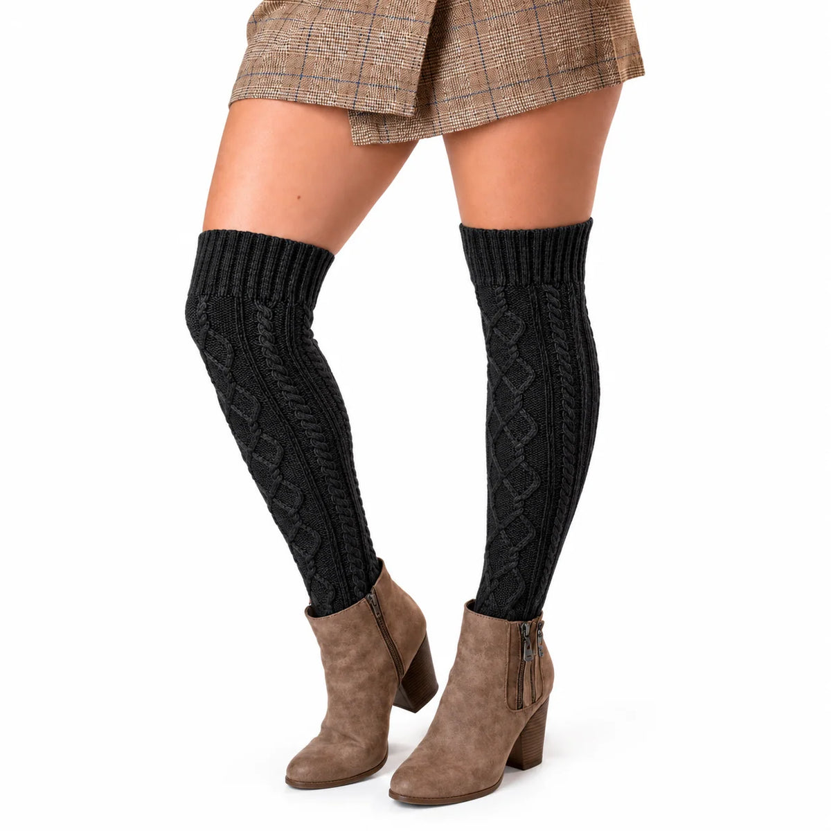 Kix'ies: Over The Knee Knit Sweater Socks - Black