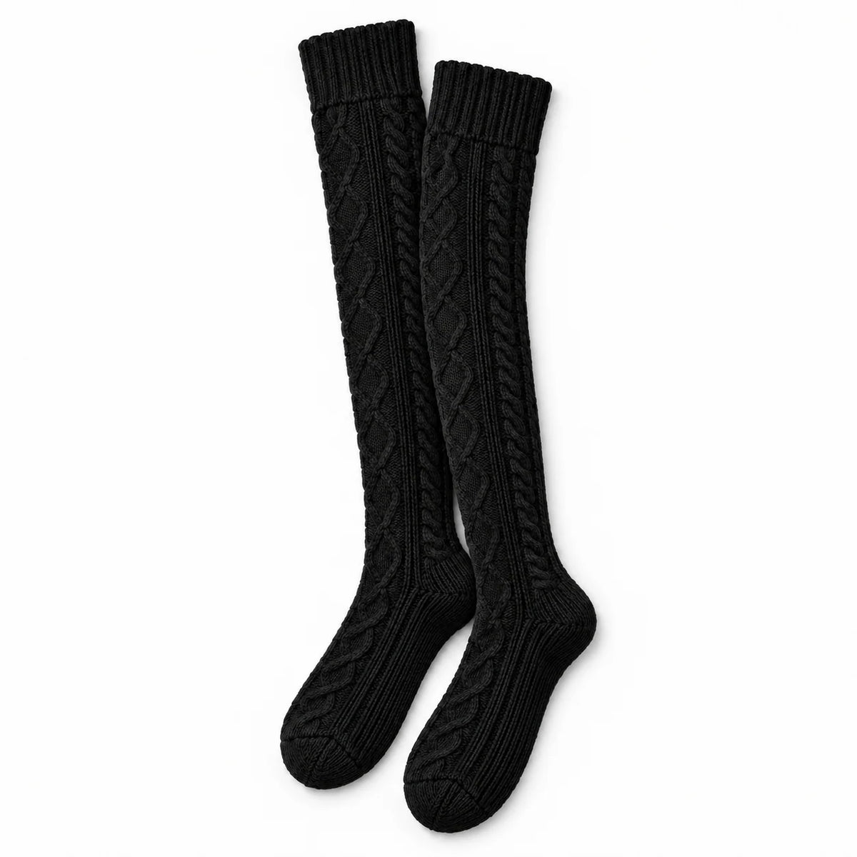 Kix'ies: Over The Knee Knit Sweater Socks - Black